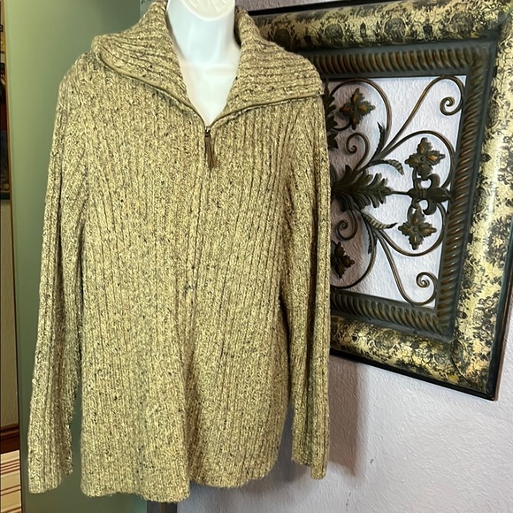 Charter Club cardigan- oatmeal chunky Sweater with Zip Collar Sz 3X - Picture 1 of 10